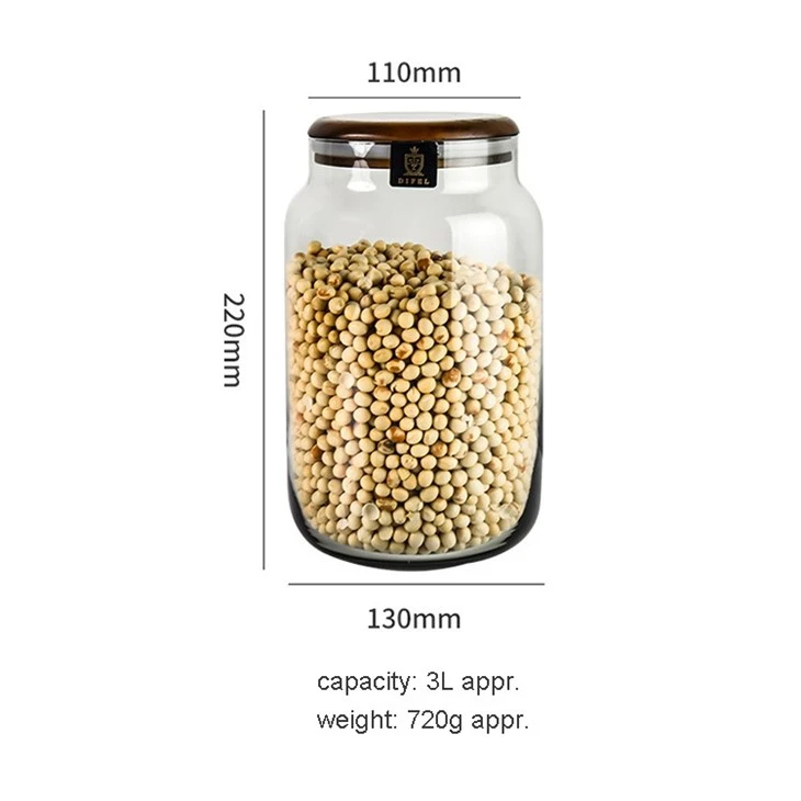 Glass Canister With Wood Lid